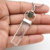 Natural Crystal Moldavite 925 Sterling Silver Pencil Pendant Jewelry