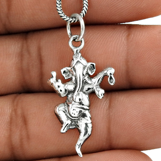 Lord Ganesha Pendant 925 Sterling Silver Hindu Religious Jewelry