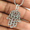 925 Solid Sterling Silver Handmade Hamsa Pendant Jewelry