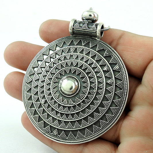 925 Sterling Oxidized Silver Artisan Pendant Handmade Jewelry