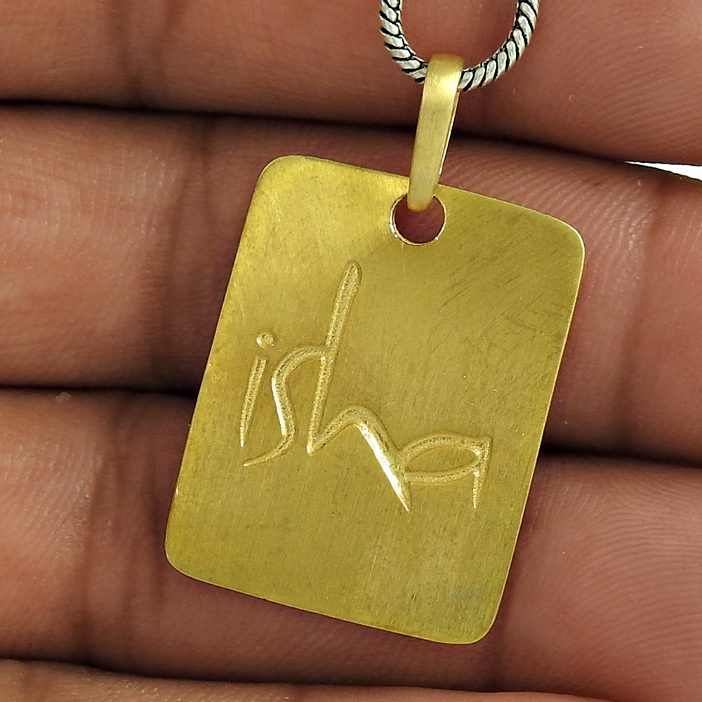 Tag Pendant Gold Plated Solid 925 Sterling Silver Handmade Jewelry