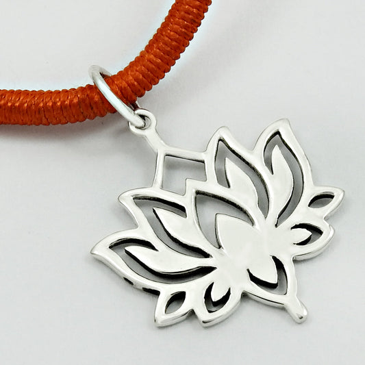 Lotus Flower Pendant Solid 925 Sterling Silver Handmade Jewelry