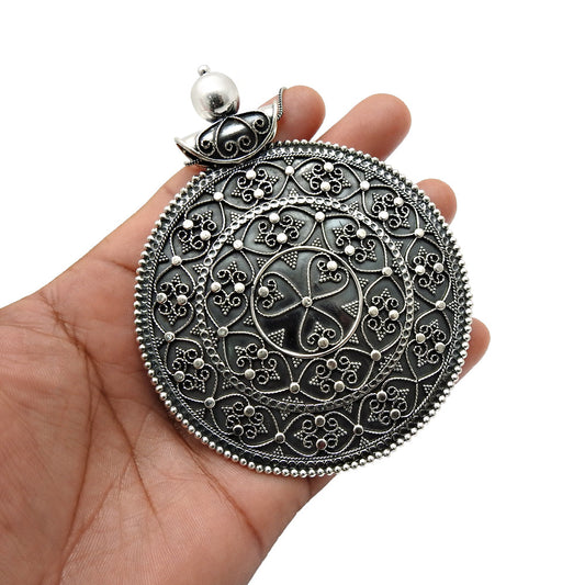 Antique Look Artisan Pendant 925 Sterling Silver Oxidized Jewelry