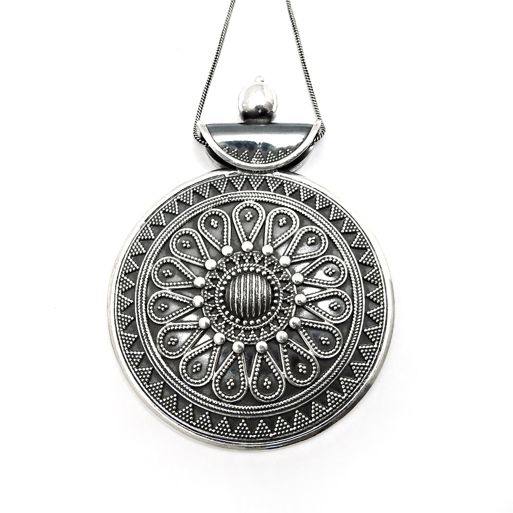 Tribal Pendant 925 Sterling Silver Oxidized Jewelry