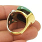 Natural Turquoise Gemstone Gold Plated 925 Silver Art Deco Ring