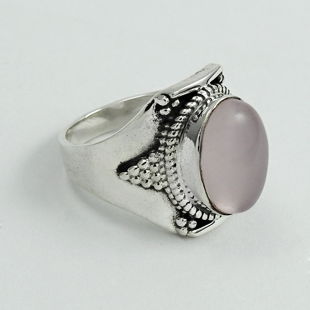 Gift For Woman Natural Rose Quartz Ring 925 Silver Wholesale Jewelry F4