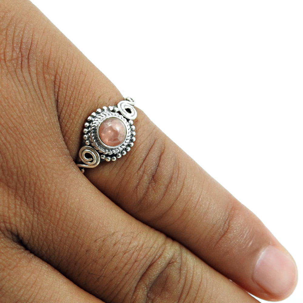 Natural Rhodochrosite Statement Bohemian Ring 925 Silver For Women B31