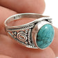 Turquoise Stone Cocktail Daughter Bohemian Wedding Ring Sterling Silver