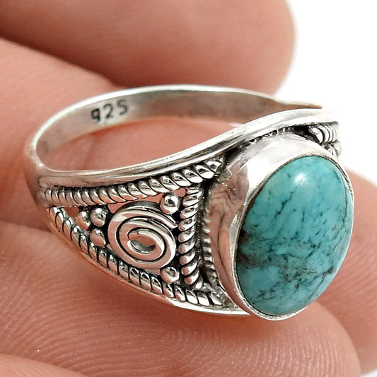 Turquoise Stone Cocktail Daughter Bohemian Wedding Ring Sterling Silver