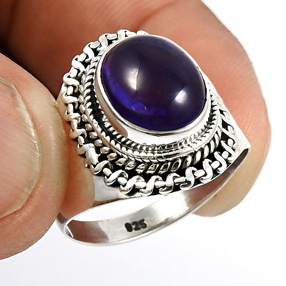 Proposal Ring Natural Purple Amethyst 925 Silver Handmade Ring Jewelry N7