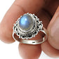 Natural Labradorite Solitaire Tribal Ring 925 Silver For Girls N32