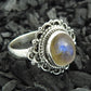 Natural Labradorite Solitaire Tribal Ring 925 Silver For Girls N32