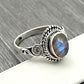 Natural Labradorite Gemstone Cocktail Ring 925 Silver For Women Q2