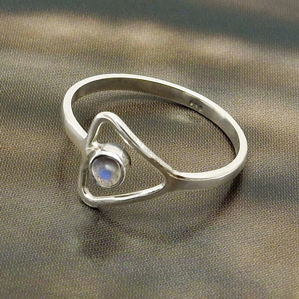 Rainbow Moonstone Gemstone Solid Sterling Silver Bezel New Band Wife Ring