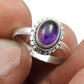 Sterling Silver Natural Amethyst Bezel Wife Wedding Band Handcrafted Ring