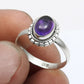 Sterling Silver Natural Amethyst Bezel Wife Wedding Band Handcrafted Ring