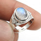 Oval Rainbow Moonstone Stone 925 Silver New Band Boho Crown Chakra Ring