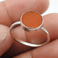 Sterling Silver Round Natural Carnelian Bezel New Band Sacral Chakra Ring