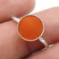 Sterling Silver Round Natural Carnelian Bezel New Band Sacral Chakra Ring