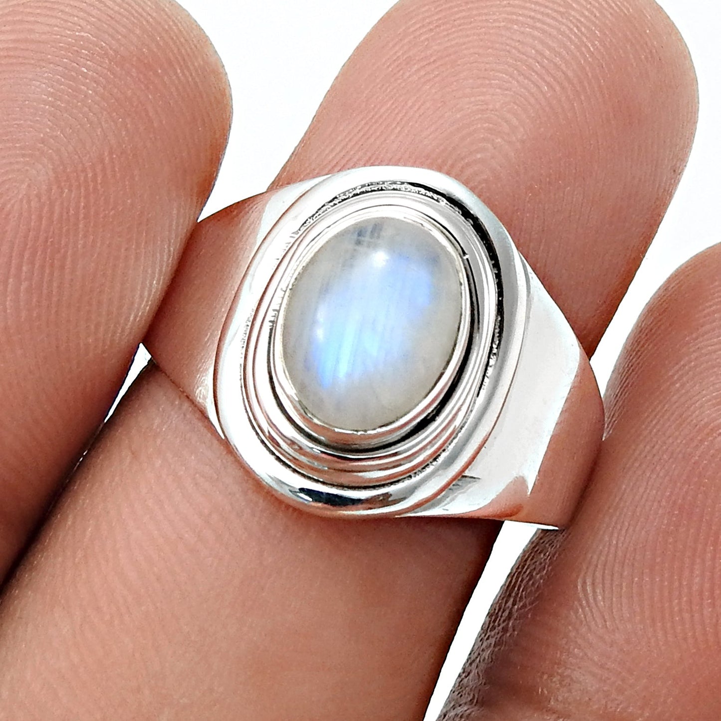 Rainbow moonstone Stone 925 Sterling Silver Cocktail Sister Ring Jewelry