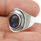 Oval Natural Labradorite Birthday Band Ring Jewelry Solid Sterling Silver