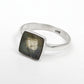 Square Labradorite Gemstone 925 Sterling Silver Band Ring Jewelry