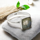 Square Labradorite Gemstone 925 Sterling Silver Band Ring Jewelry