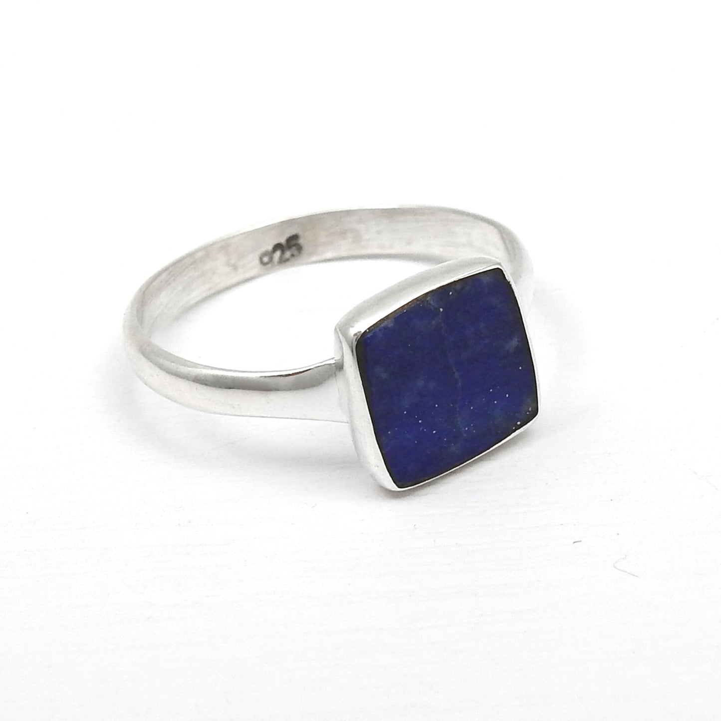 Natural Lapis Lazuli 925 Sterling Silver Bezel Ring