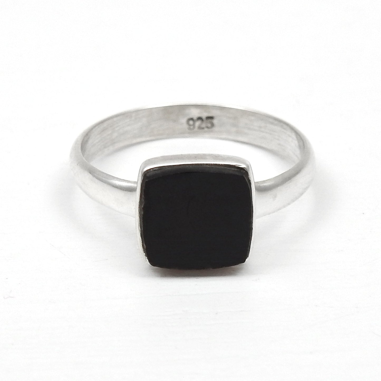 Black Onyx Gemstone 925 Silver Bezel Band Promise Ring