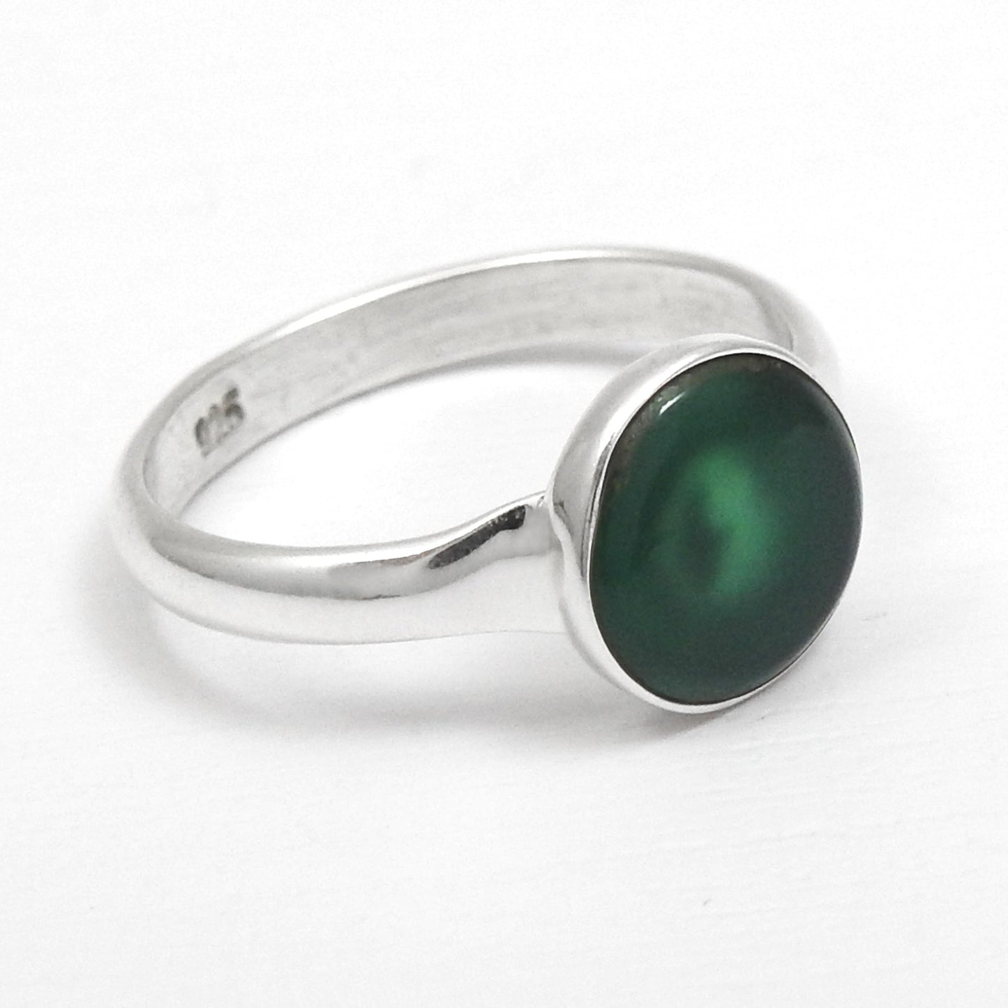 Round Green Onyx 925 Sterling Silver Band Promise Ring Jewelry