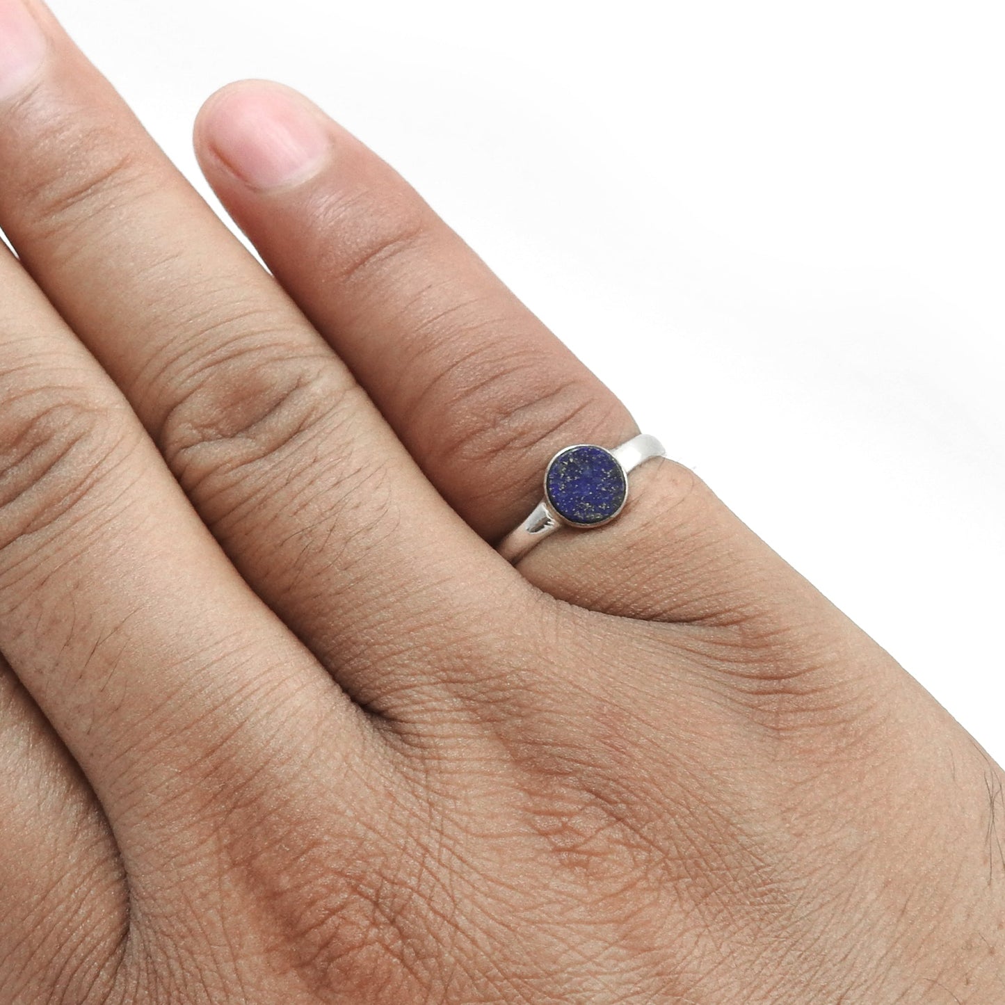 September Birth Stone Natural Lapis Lazuli Sterling Silver Band Ring