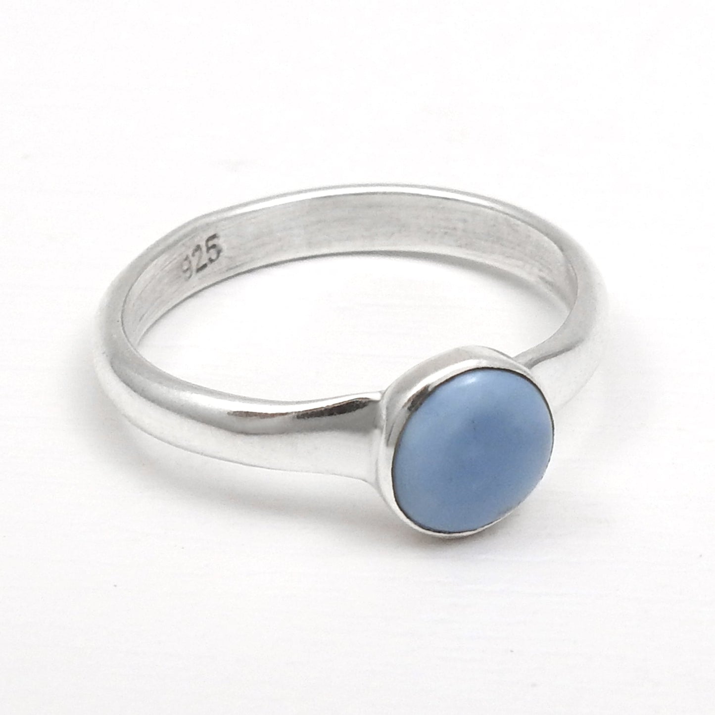 Blue Opal 925 Silver Bezel Band Ring Jewelry