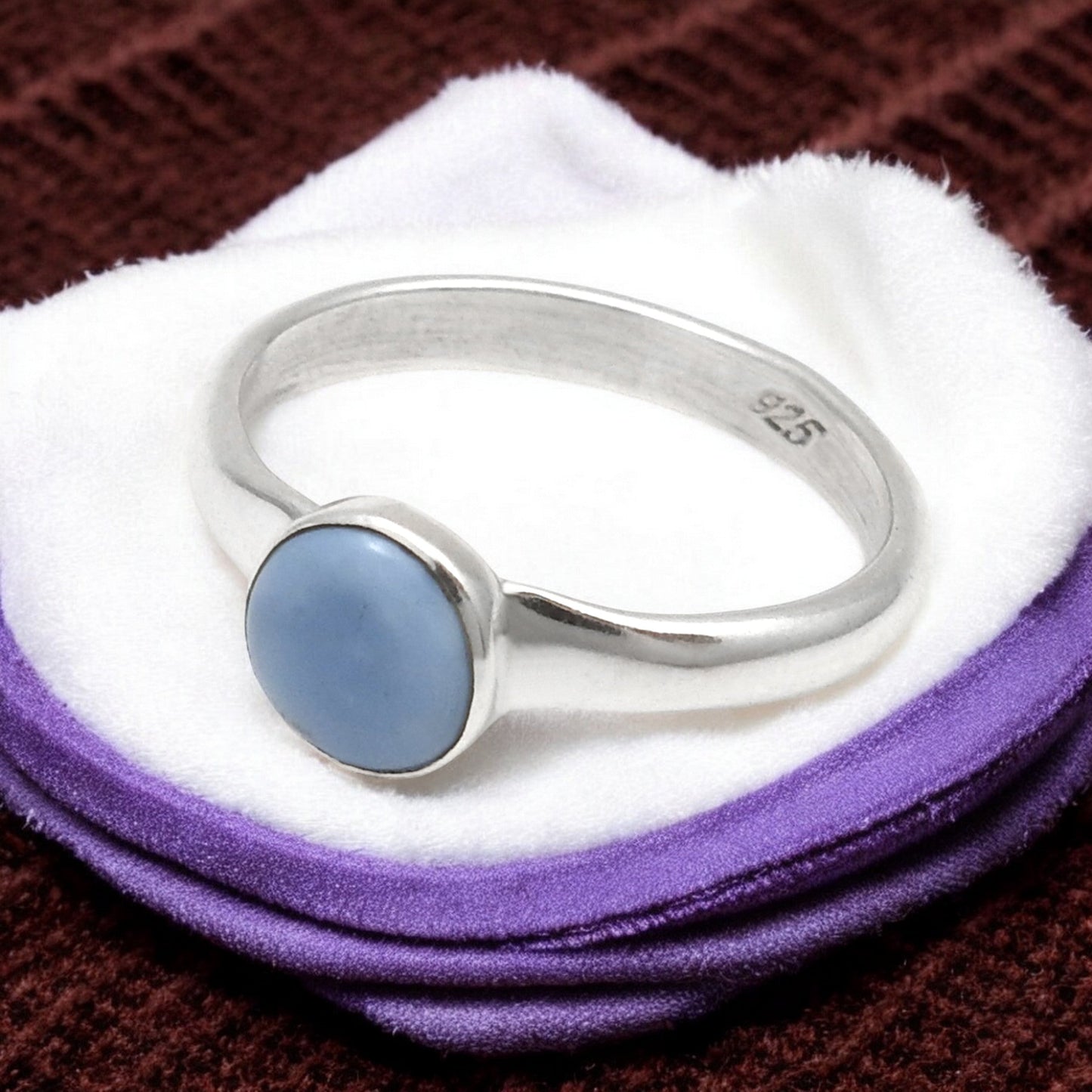 Blue Opal 925 Silver Bezel Band Ring Jewelry