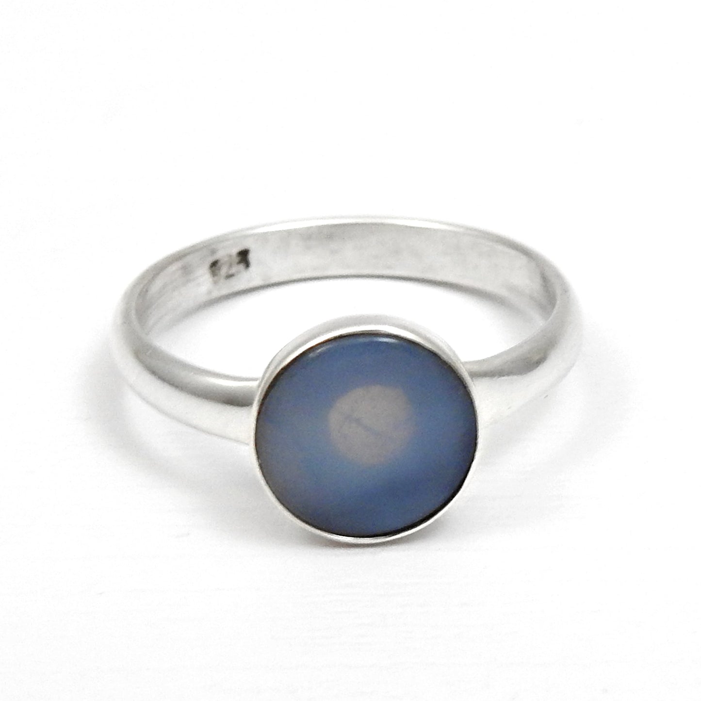 Natural Chalcedony 925 Sterling Silver Promise Band Ring Jewelry