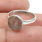 Round Rose Quartz Stone 925 Solid Silver Bezel Band Ring Jewelry