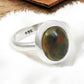 Natural Black Opal Solid Silver Bezel Daughter Band Christmas Gift Ring