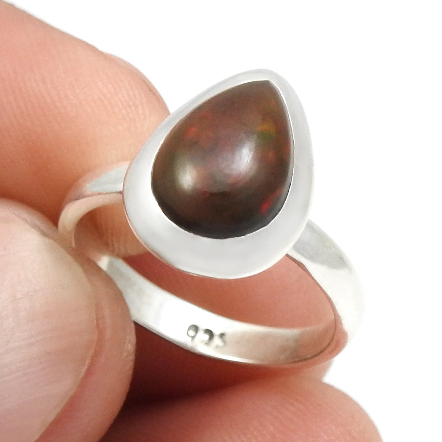 Black Opal Gemstone 925 Sterling Silver New Cocktail Anniversary Ring Jewelry