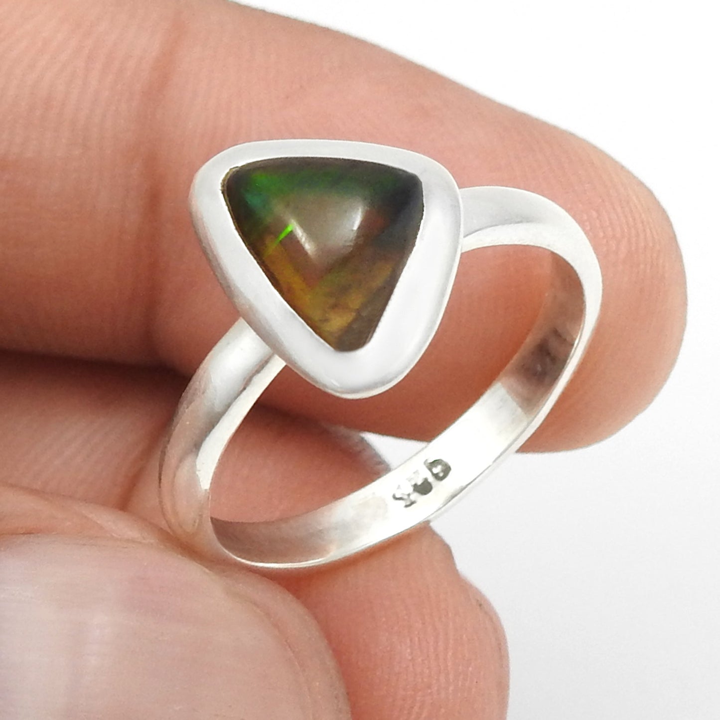 Natural Black Opal Cocktail Christmas Gift Birthday Ring Jewelry Sterling Silver