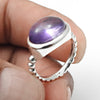 Natural Amethyst Gemstone Solid 925 Silver Anniversary Gift Band Ring