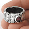 Gift For Woman Statement Bohemian Ring 925 Silver Natural Garnet O35