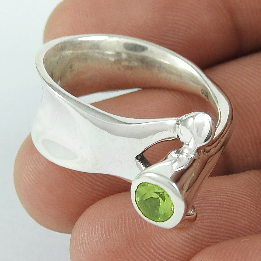 Gift For Her 925 Silver Natural Peridot Solitaire Vintage Ring L33