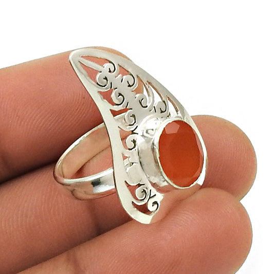 Gift Cocktail Ring 925 Silver Wholesale Jewelry Natural Carnelian E38