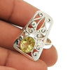 Oval Lemon Topaz Stone Ethnic Boho Bezel Statement New Ring Sterling Silver