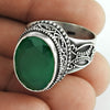 Natural Green Onyx Gemstone 925 Silver Cocktail Ethnic Ring For Girls S32