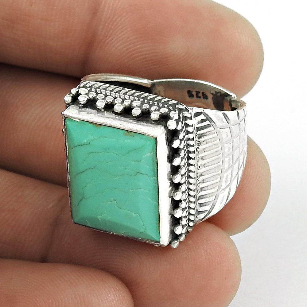 Natural Turquoise Elegant Cocktail Mother Ethnic New Ring Sterling Silver