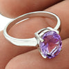 Natural Amethyst Cocktail Rhodium Plated Ring 925 Silver For Women N23