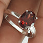 Natural Garnet 925 Silver Solitaire Rhodium Plated Ring For Women O23