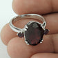 Natural Garnet Cocktail Rhodium Plated Ring 925 Silver For Girls Q3