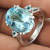 Natural Blue Topaz 925 Silver Cocktail Rhodium Plated Ring For Girls R23