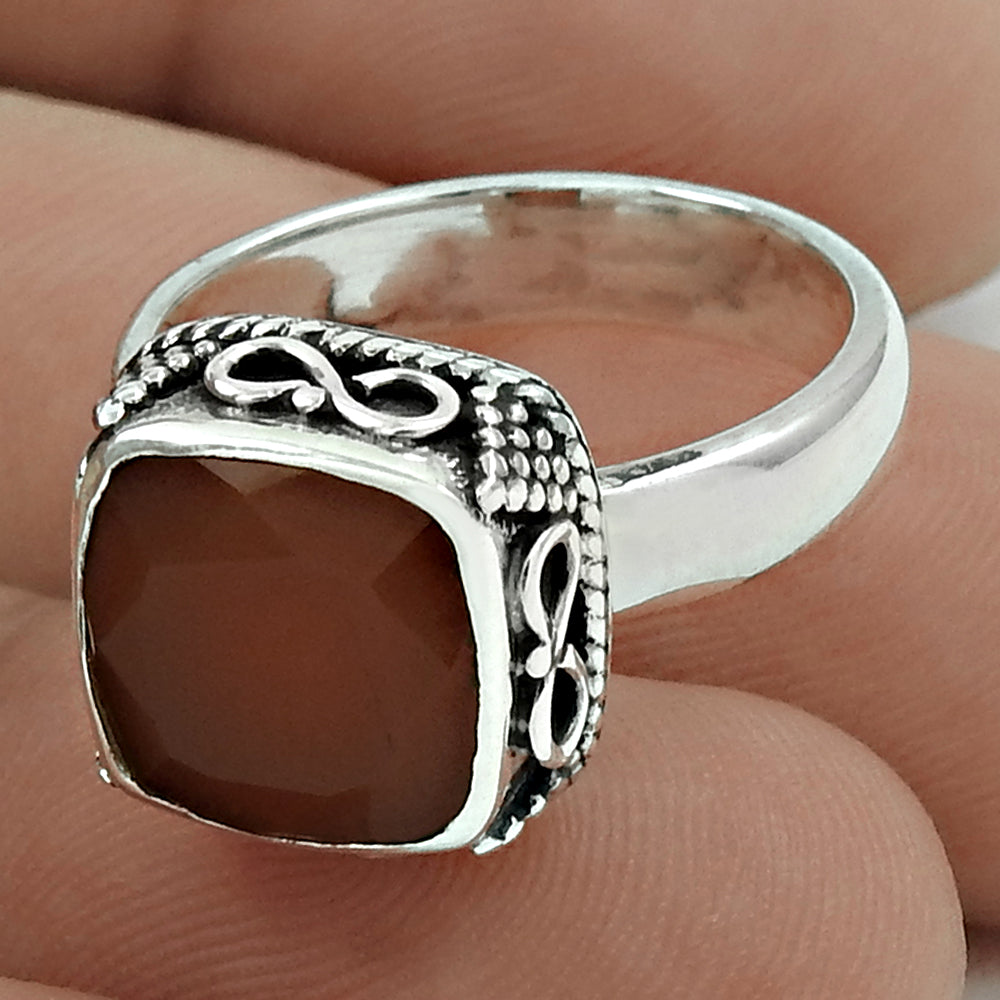 Natural Carnelian Bezel Ethnic Statement Sister Boho Ring 925 Solid Silver